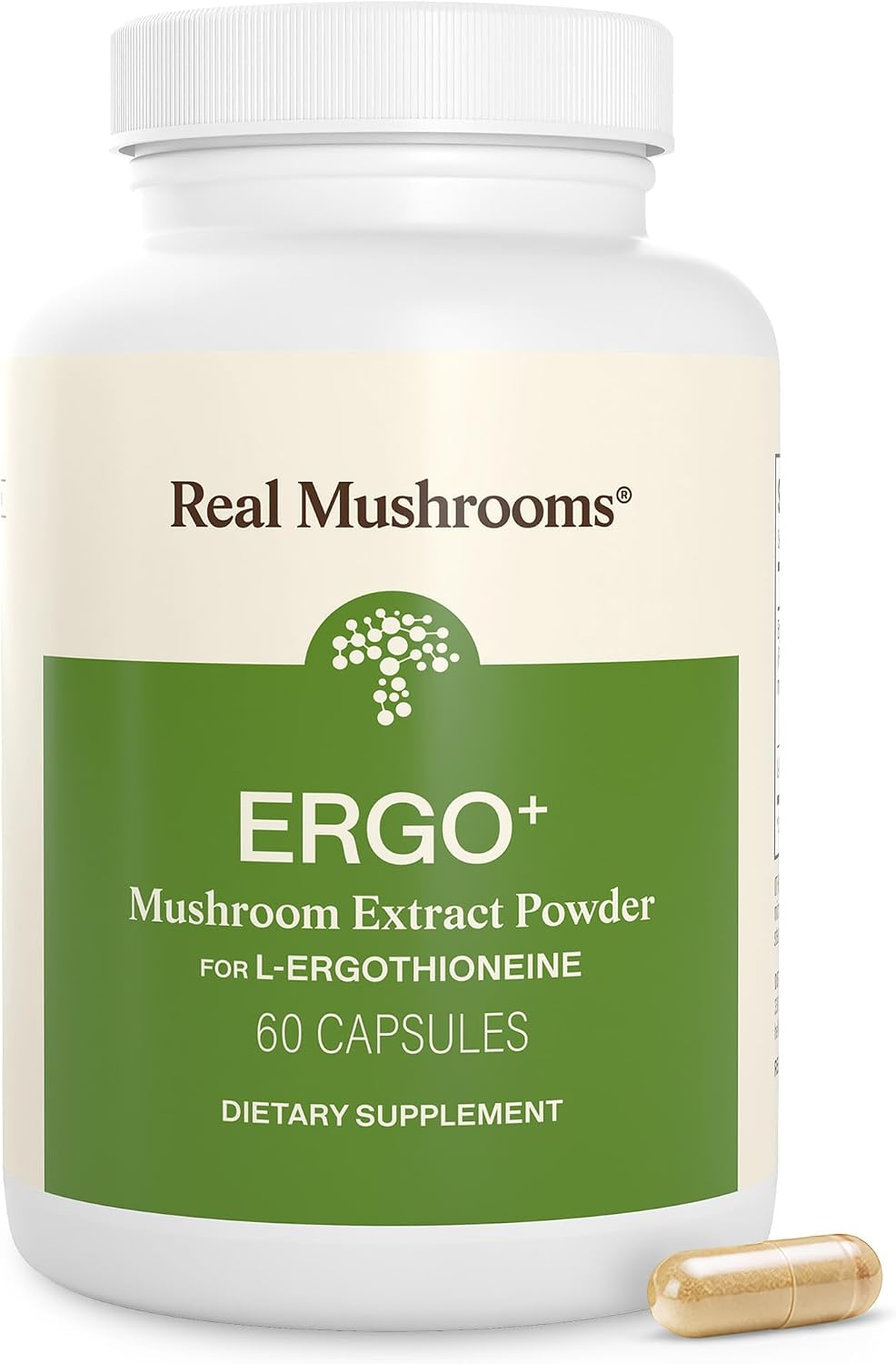 Real Mushrooms Ergothioneine Supplement – Golden Oyster Mushroom with Beta-Glucans – L-Ergothienine Extract Poweder – Organic, Vegan, Non-GMO, No Fillers – 60 Capsules Mushroom Supplement for Humans