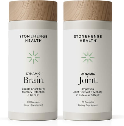 Stonehenge Health Dynamic Joint + Dynamic Brain Bundle Supplement Supports Comfort, Mobility, Flexibility + Memory Acquisition and Retention