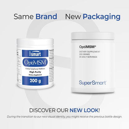 Supersmart - OptiMSM (Methyl-Sulfonyl-Methane) - Patented High Purity Formula | Non-GMO & Gluten Free - 200 g