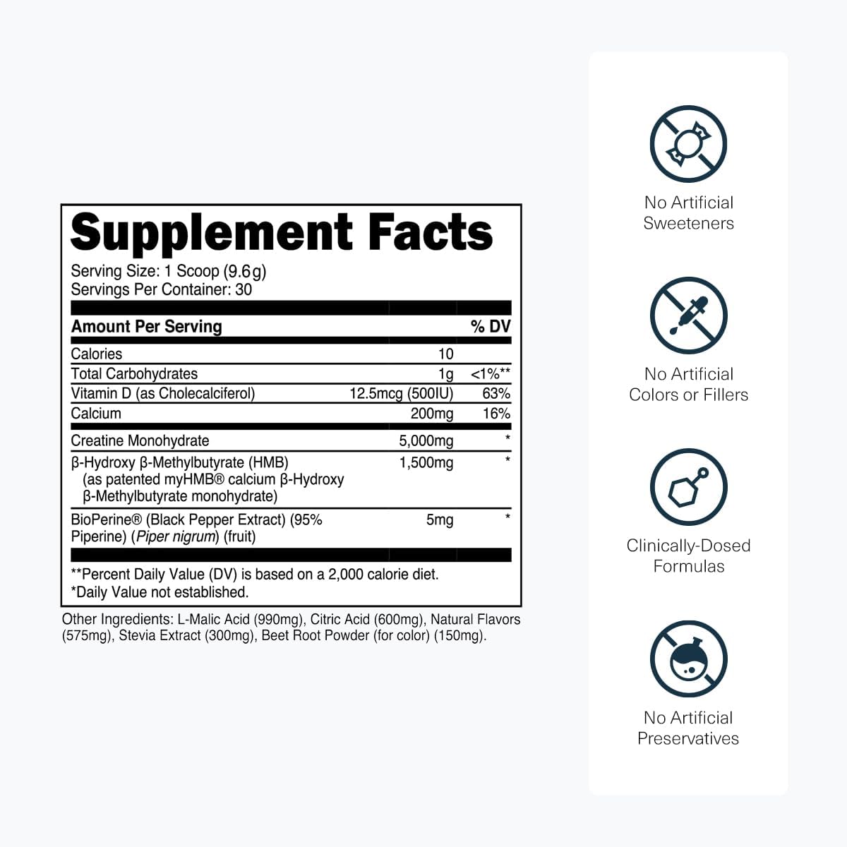 Transparent Labs Hydrate Electrolytes Powder (40 Servings, Peach Mango) & Creatine HMB (30 Servings, Tropical Punch)