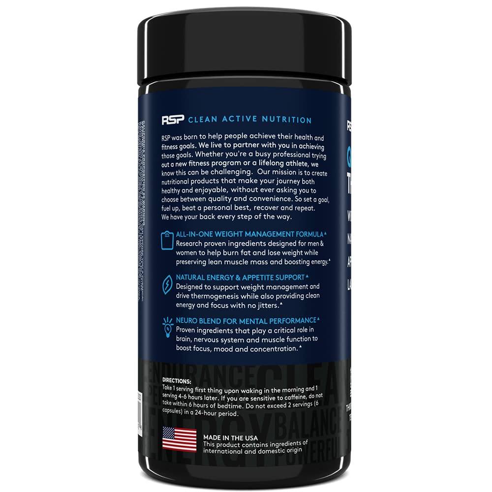 RSP Nutrition QuadraLean Thermogenic Fat Burner for Men & Women, Weight Loss Supplement