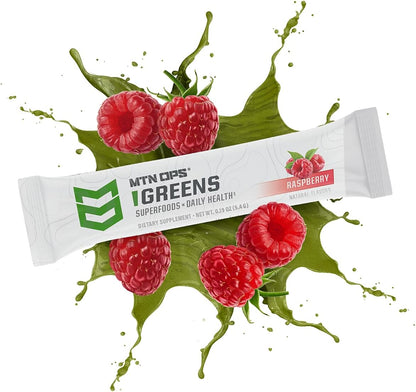 MTN OPS Daily Greens Superfood Powder Stick Packs, Raspberry