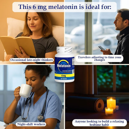 Nu-Health Melatonin 6mg Fast Acting Sleep Support, Natural, 60 Tablets