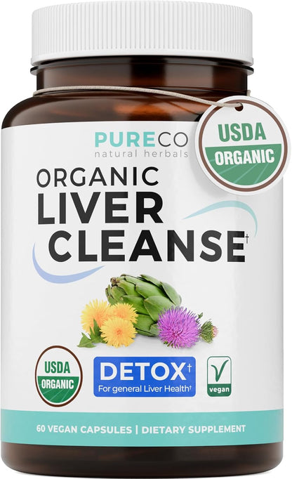 USDA Organic Milk Thistle and Dandelion Root - Silymarin Milk Thistle Liver Detox Cleanse Formula with Artichoke Extract for Comprehensive Liver Support - Vegan Non-GMO & Lab Verified (1 Month Supply)