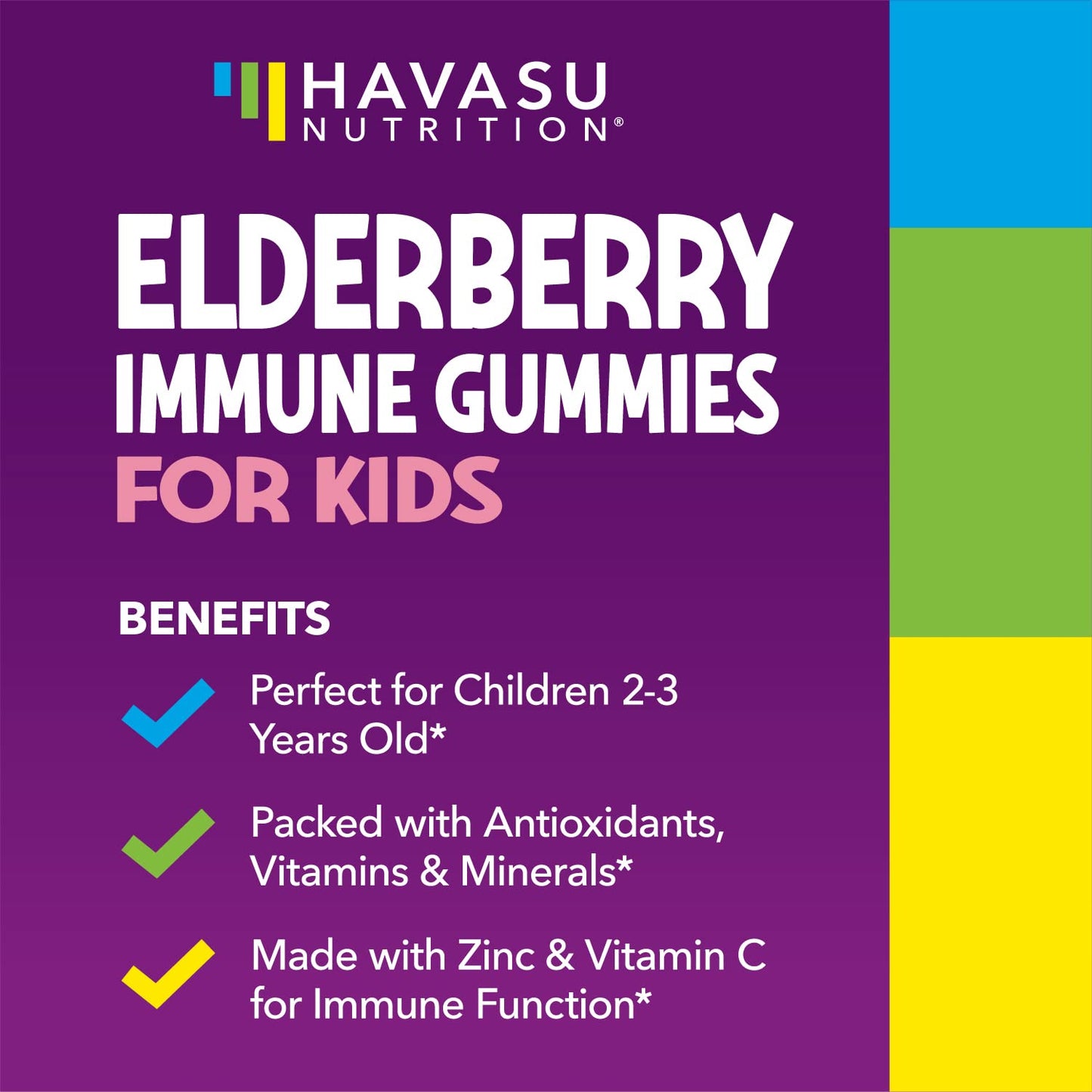 Elderberry Gummies for Kids with Vitamin C & Zinc, Berry, 30 Servings | Vegan, Non-GMO, Gluten Free Immune Support for Children, Daily Defense with Antioxidants & Essential Nutrients, 60 Count