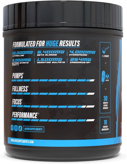 Pump Serum Non Stim Pre-Workout - Fully Loaded Stimulant Free Pre Workout for Extreme Pumps, Vascularity & Muscle Fullness, with L-Citrulline, HydroPrime & Nitrates, Blue Razz, 40 Servings