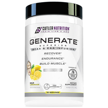 Cutler Nutrition Generate Sour Rainbow Candy BCAA EAA Powder, 30 Servings | 12.95 oz | 5g BCAAs and 2g EAAs per serving for post-workout recovery, hydration, lean muscle support and protein synthesis