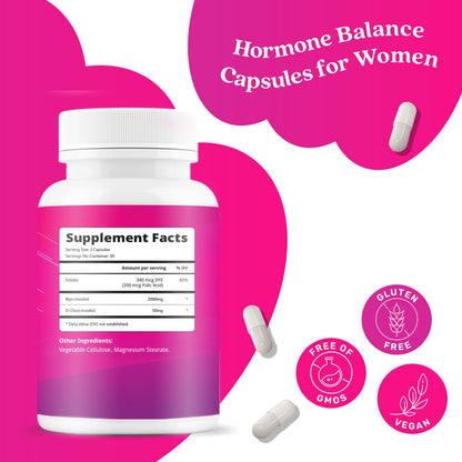 Myo-Inositol & D-Chiro Inositol Capsules with Folic Acid for PCOS | Prenatal Fertility