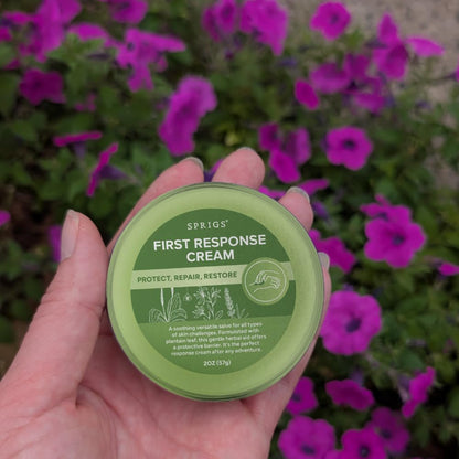 SPRIGS First Response Cream 2 oz – Soothing Skin Repair Cream for Dry, Irritated & Sensitive Skin, Moisturizing Herbal Salve to Protect, Restore & Nourish Face, Hands, Body & Outdoor Skin Care