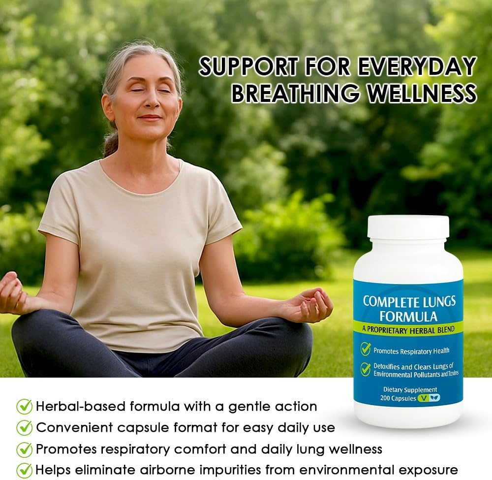 Complete Lungs Formula Lung Supplement, Mullein Leaf, 200 Caps
