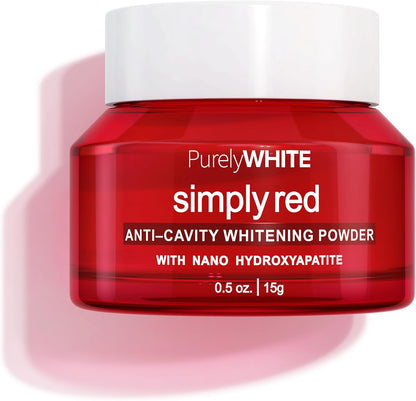 PurelyWHITE DELUXE, Updated Design Anti-Cavity Whitening Powder - Removes Stains, Flouride-Free, Nano Hydroxyapatite (nHA) Enamel-Safe Toothpaste Whitening Powder for Coffee, Tea, Food and Wine