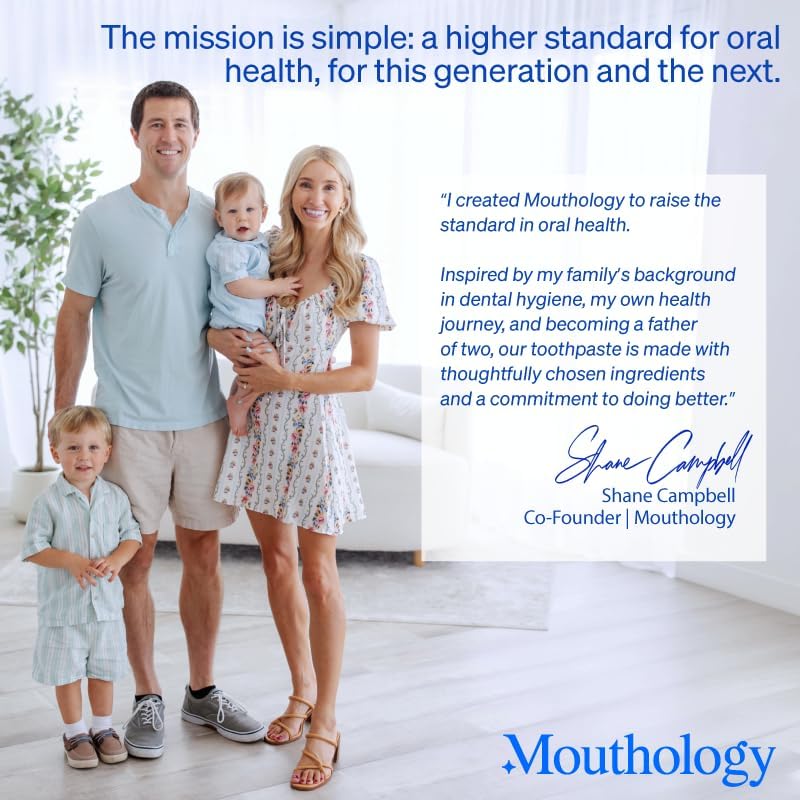 Mouthology 10% Nano Hydroxyapatite Toothpaste Fluoride Free, Whitening*, Rod Shaped nHA, Xylitol Toothpaste for Adults, Enamel Care*, Sensitive Teeth*, SLS Free, Mint 4oz (USA Made) Package May Vary