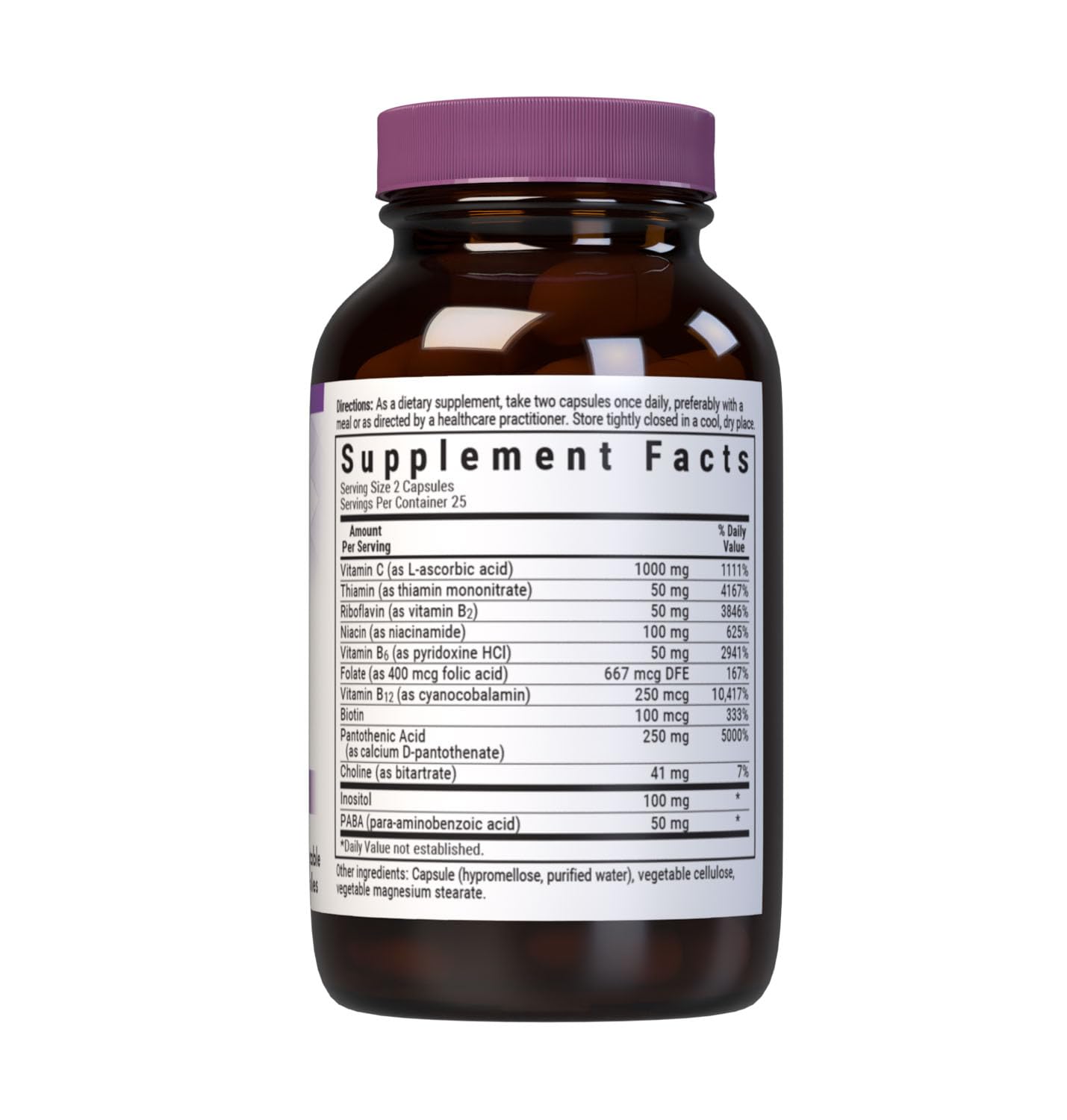 Bluebonnet Nutrition Stress Relief B Complex Vegetable Capsules, Vitamin B6, B12, Biotin, Folate, Vegan, Gluten & Soy & Milk Free, Kosher, Unflavored, 100 Count