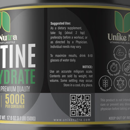 Pure Creatine Monohydrate Powder Supplement, Unflavored, Supports Bulk Muscle Energy, Recovery, & Strength - Creatine Supplement for Men & Women - 500G, 5000mg Per Serv (5g) - 100 Servings