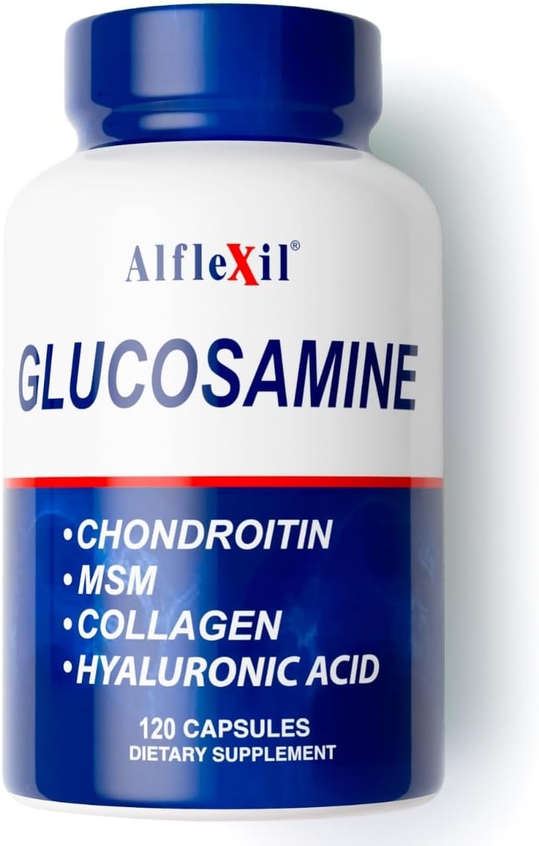 ALFA VITAMINS ALFLEXIL Glucosamine, Chondroitin & Collagen Supplement, Gluten Free, Supports Joints, Bones & Knees, Includes MSM & Hyaluronic Acid for Mobility & Joint Health, 120 Capsules