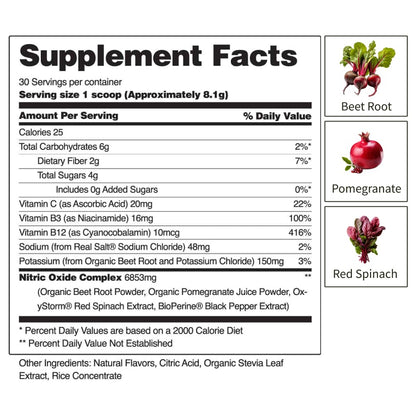Snap Supplements USDA Organic Beet Root Powder, 3-in-1 Nitric Oxide Supplement