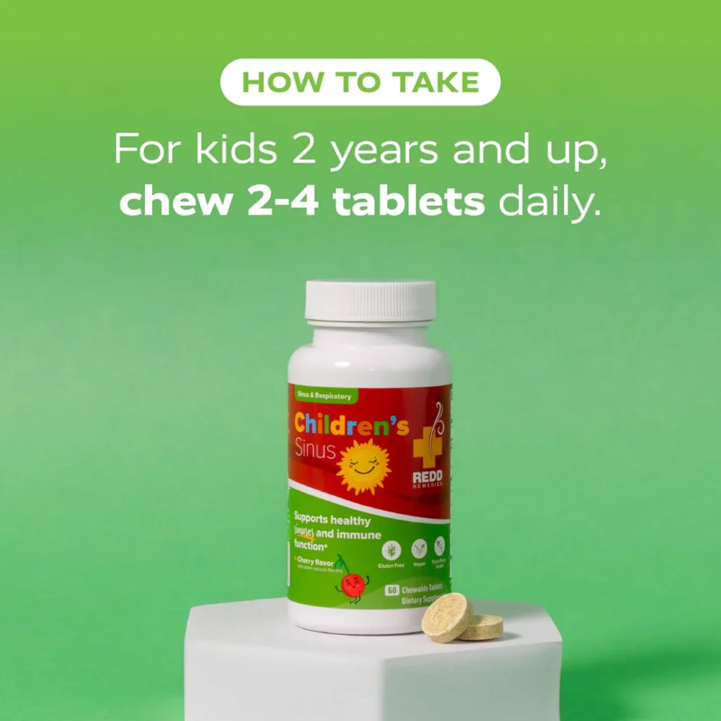 Redd Remedies, Children's Sinus Support, Immune and Respiratory Health Formula, Cherry Flavor, 60 Chewable Tablets