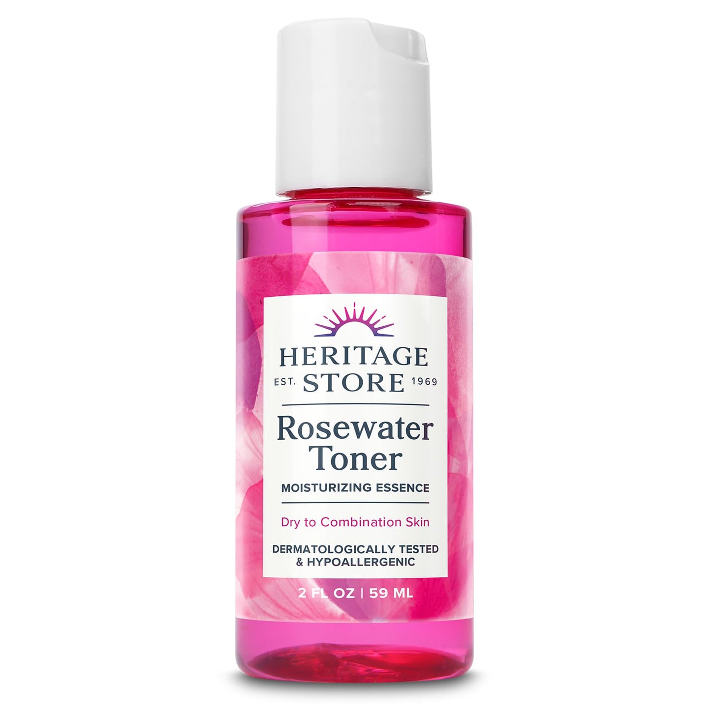 Heritage Store Rosewater Facial Toner with Hyaluronic Acid, Dry to Combination Skin Care, Hydrating Toner Refines Pores & Minimizes the Appearance of Fine Lines & Wrinkles, Alcohol Freeǂ, Vegan, 8oz