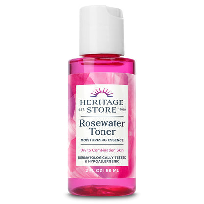 Heritage Store Rosewater Facial Toner with Hyaluronic Acid, Dry to Combination Skin Care, Hydrating Toner Refines Pores & Minimizes the Appearance of Fine Lines & Wrinkles, Alcohol Freeǂ, Vegan, 8oz