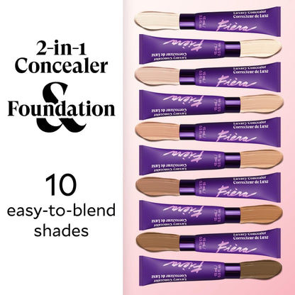Fièra Luxury Concealer & Foundation with Anti-Aging Ingredients - Full Coverage for Dark Circles, Wrinkles, Fine Lines, and Spots, All-Day Wear For Mature Skin - Sand, 0.5 FL. OZ. / 15 ML