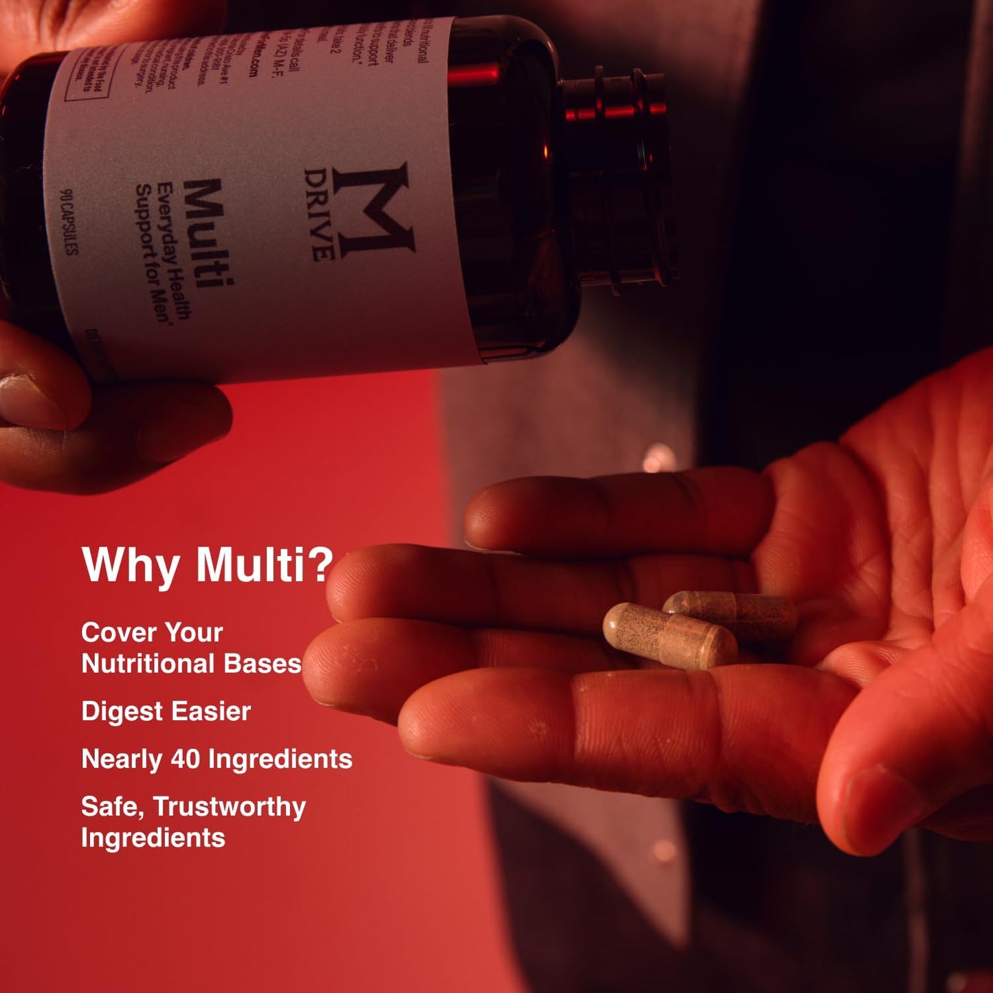Mdrive Multi Men's Daily Multivitamin Immune & Energy Support, 90ct | Immune Health Support from Zinc, Selenium, Manganese & Vitamin D, Enzymes for Digestive Support, CoQ10 for Energy, Vitamin K2