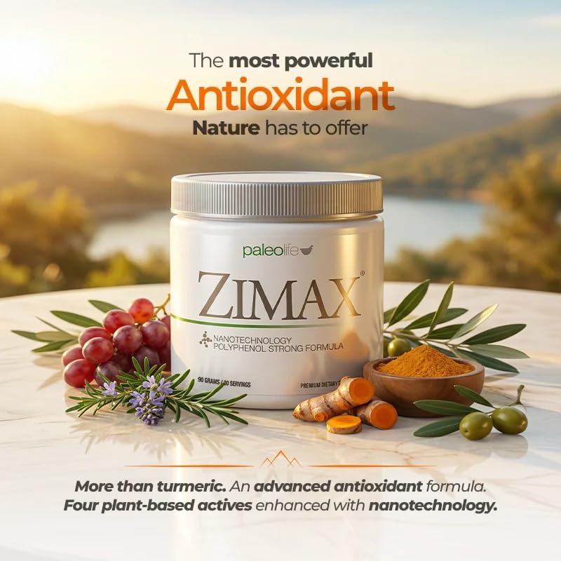 ZIMAX Super ANTIOXIDANT - 100% Natural - High Absorption Curcumin, Rosemary Extract, Grape Seed Extract, Olive Leaf Extract ORAC 3,451,770 (Canister) 90 Grams (1-Pack)