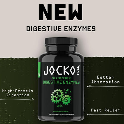 Jocko Fuel Digestive Enzymes - Full Spectrum Support, Nutrient Absorption, Gut Health Support, Digestion Aid - 60 Capsules