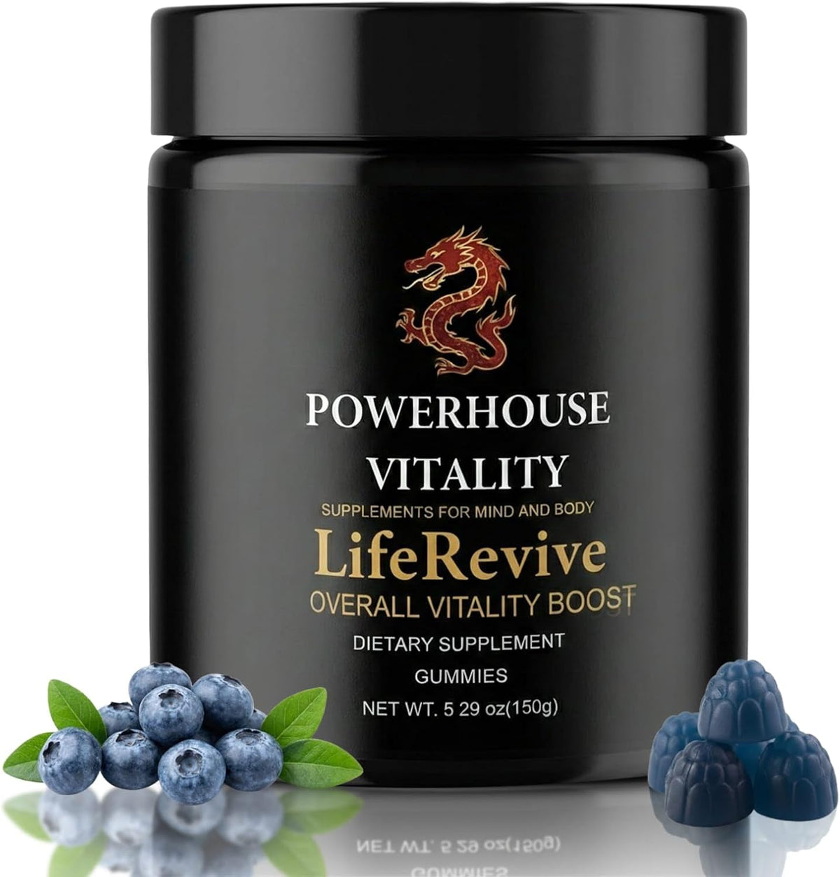 LifeRevive Daily Vitality Gummies for Men & Women – Energy, Stamina & Antioxidant Support | Caffeine-Free Multivitamin with CoQ10, Ginseng & Rhodiola | 60 Count, Blue Raspberry
