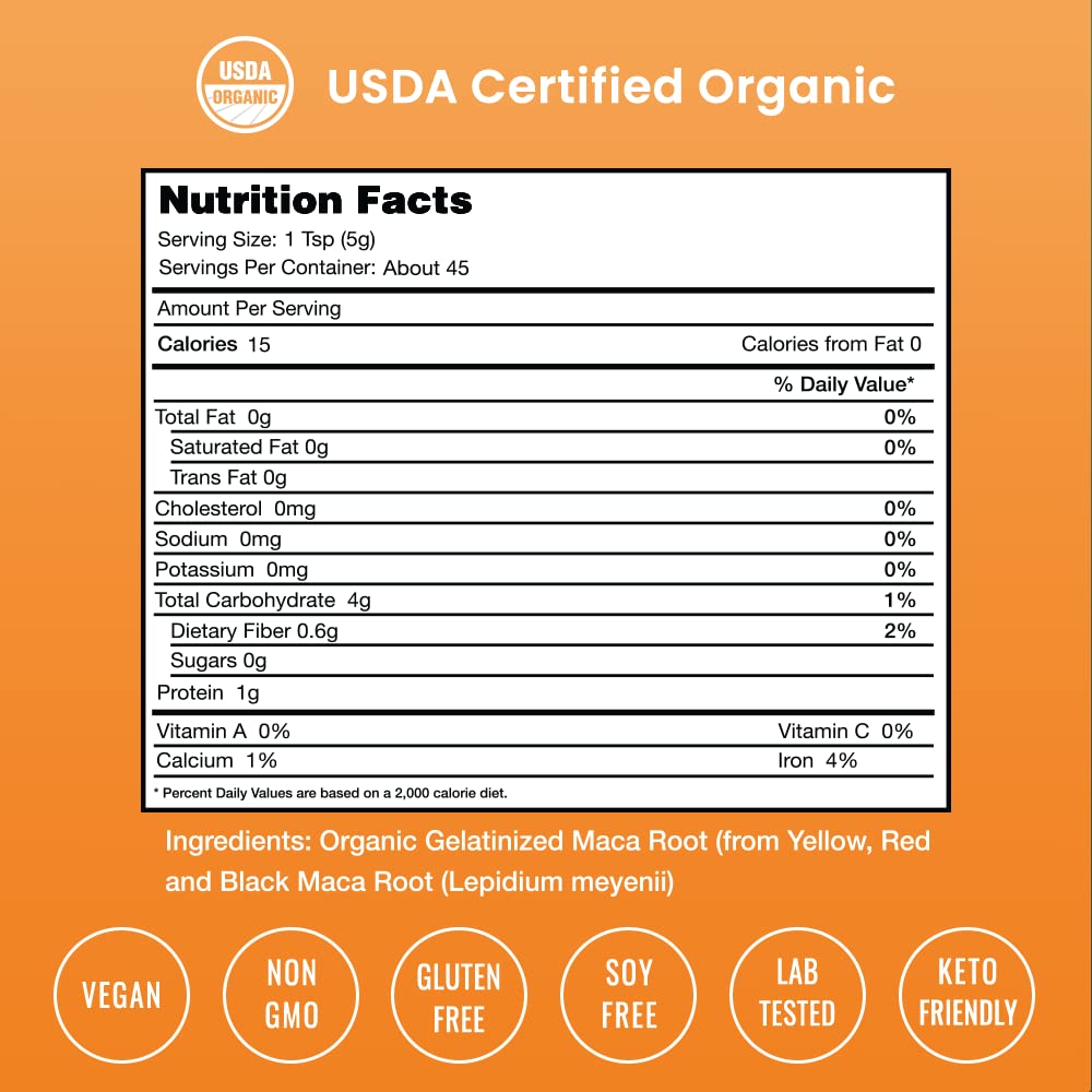 NutraChamps USDA Organic Maca Root Capsules for Women & Men, 2100mg, 180 Capsules, Black, Red & Yellow, Peruvian Maca Peruana, Extra Strength Pure Premium Gelatinized Root Powder Supplement