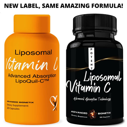 Advanced Bionetix Liposomal Vitamin C Supplement | LipoQuil-C™ Enhanced Absorption Technology | 120 Capsules 1000mg High Dose Fat Soluble Vita C | Immune Support Collagen Support