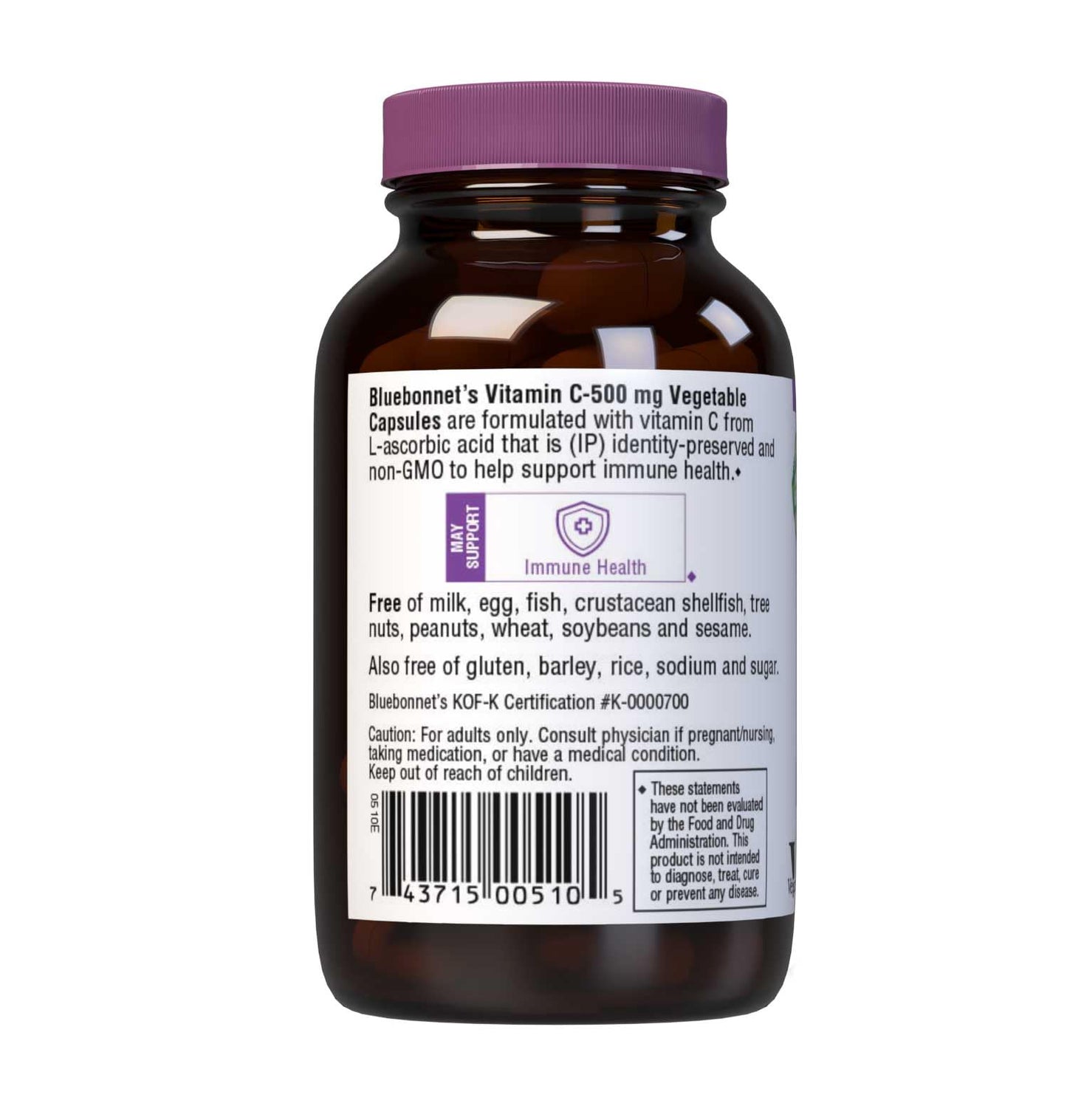 Bluebonnet Nutrition Vitamin C 1000 Mg Vegetable Capsules, Ascorbic Acid, for Immune Skin Health, Vegan, Vegetarian, Non GMO, Gluten, Soy & Milk Free, Kosher, 180 Count
