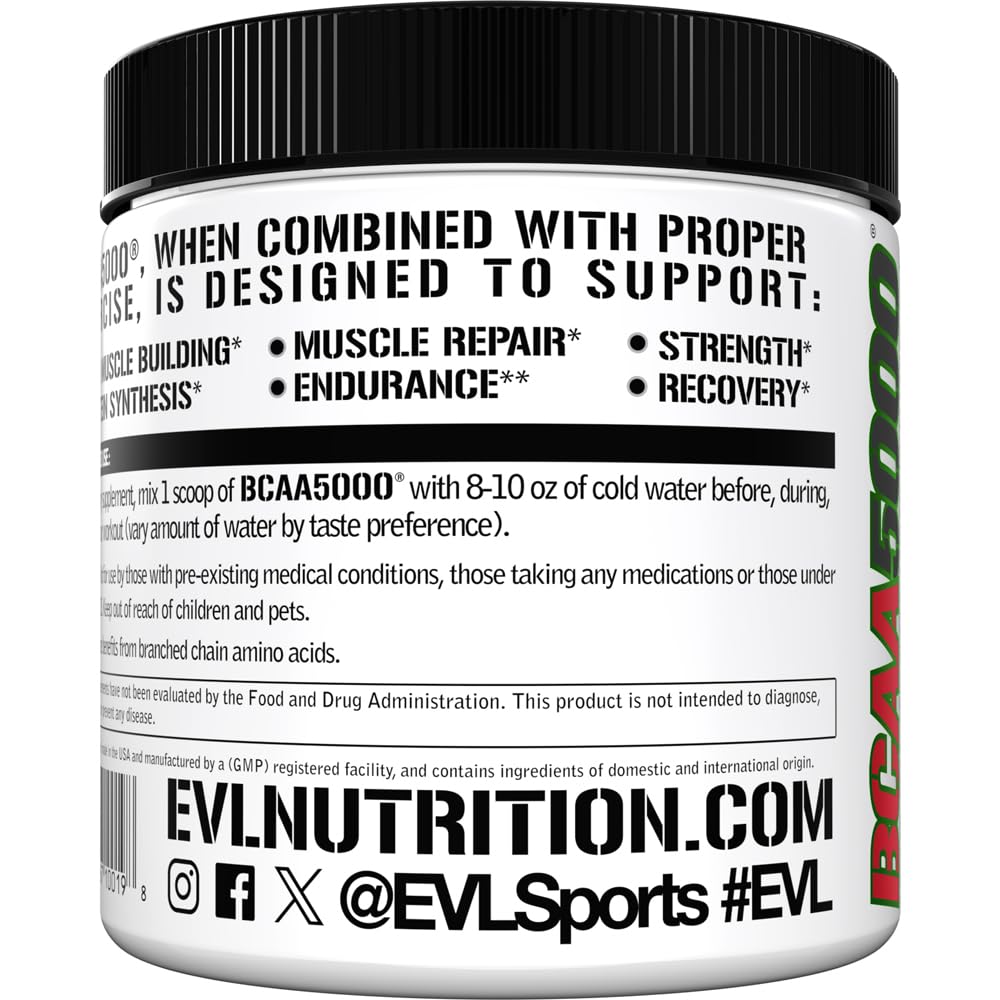 Evlution EVL BCAAs Amino Acids Powder - BCAA Powder Post Workout Recovery Drink and Stim Free Pre Workout Energy - 5g Branched Chain Amino Acids Supplement for Men - Cherry Limeade (Dye Free)