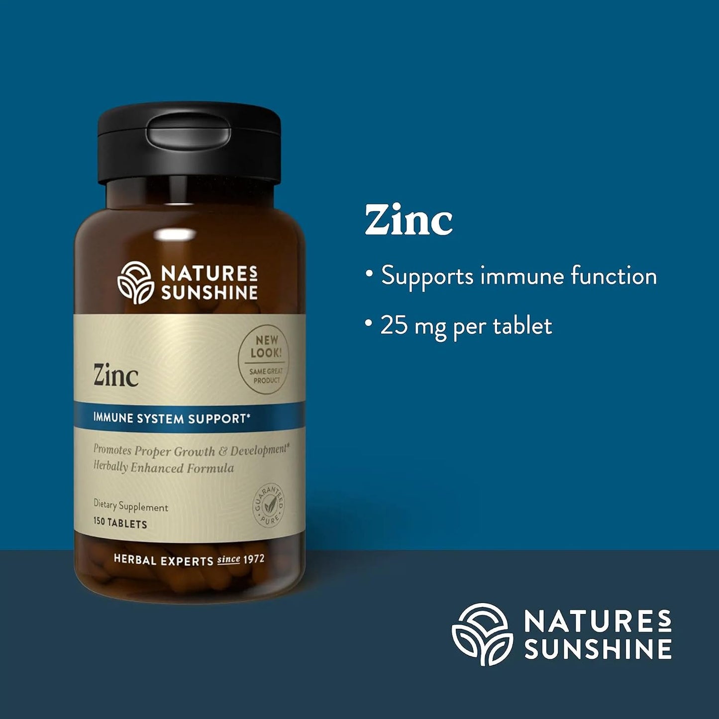 Nature's Sunshine Zinc 25mg, 150 Tablets | Helps Strengthen the Immune System by Providing 167% of the Daily Value of Zinc