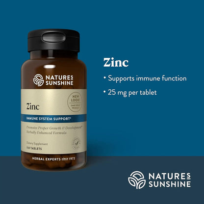 Nature's Sunshine Zinc 25mg, 150 Tablets | Helps Strengthen the Immune System by Providing 167% of the Daily Value of Zinc