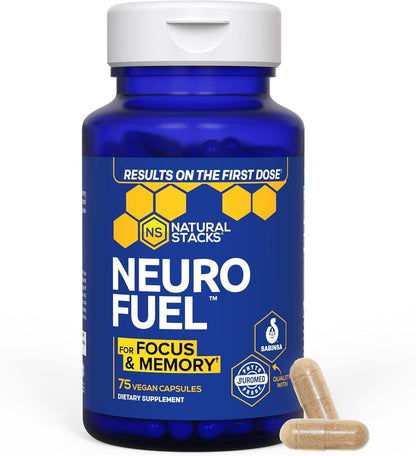 NATURAL STACKS NeuroFuel Nootropic + Dopamine Brain Food Bundle - Supports Mental Drive & Focus* - 135 Total Capsules