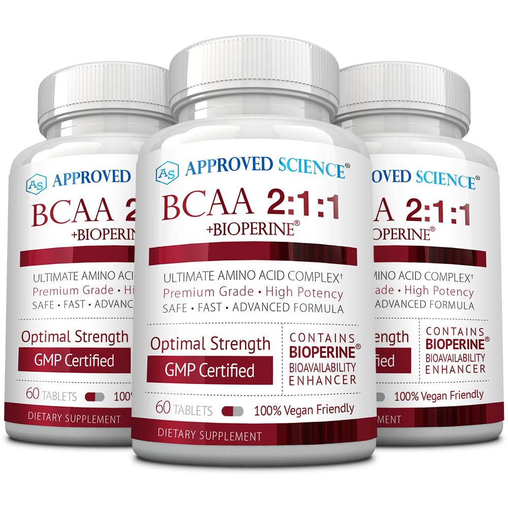 Approved Science BCAA Supplement - 60 Tablets - 2400mg - Increase Performance and Enhance Muscle Development - L-Leucine, L-Isoleucine, L-Valine - Made in USA, Non-GMO