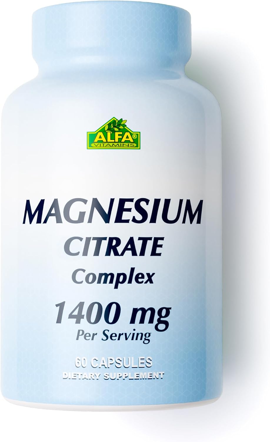 Magnesium Citrate 1400 mg by Alfa Vitamins - Supports Nerve & Muscle Function - Helps Energy Production - 60 Capsules