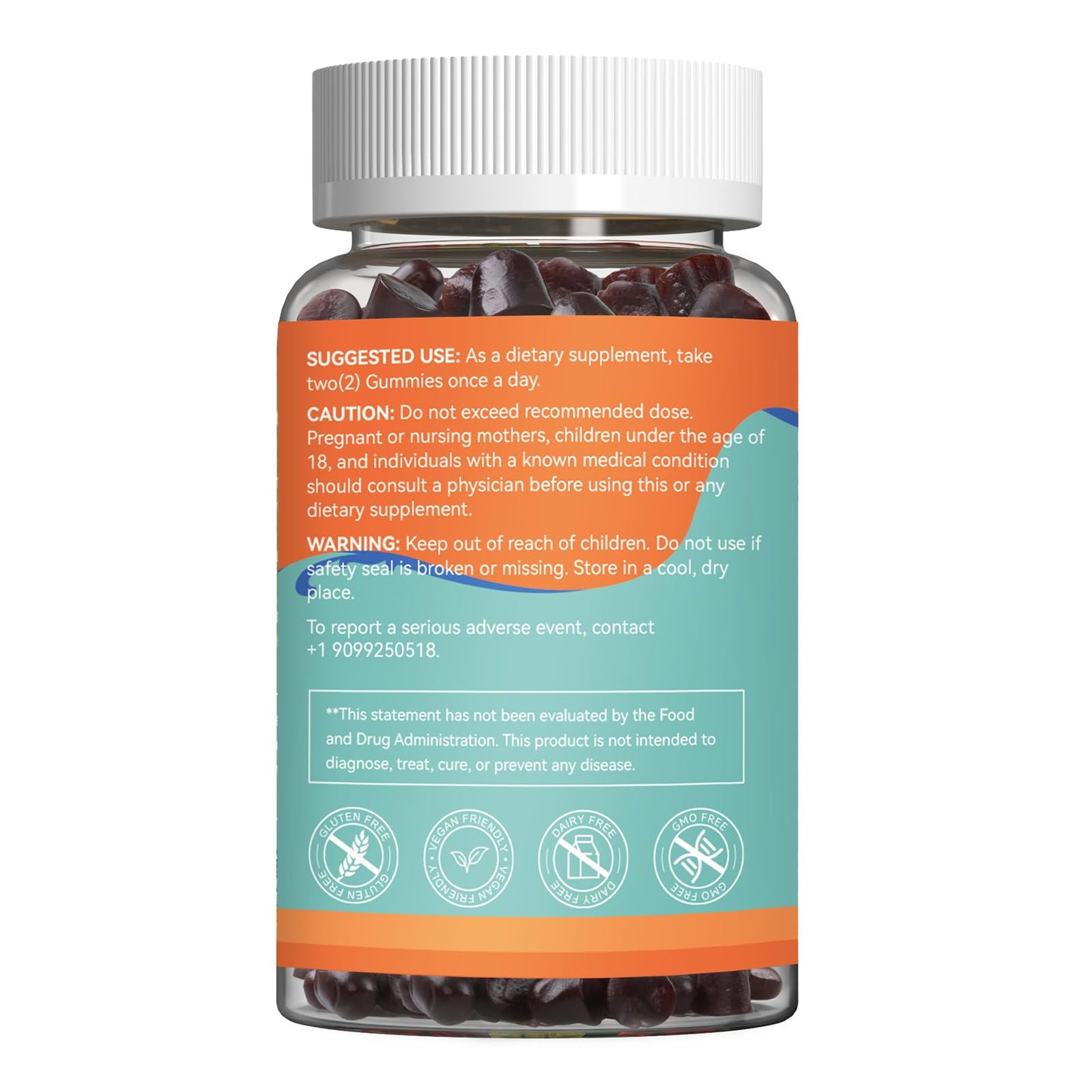 Sugar Free Ceylon Cinnamon Gummies 2000MG, Cinnamon Supplement with Chromium and Cinnamon Bark, Vegan, Non-GMO, Gluten Free, 60 Gummies