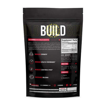 Xwerks Build Creatine Gummies for Men and Women, 120 Count, 100% Pure Creatine Monohydrate, Watermelon Flavored Muscle Building Gummies 4g Per Serving, Pre Workout Anti Melting, 5000mg Total Creatine