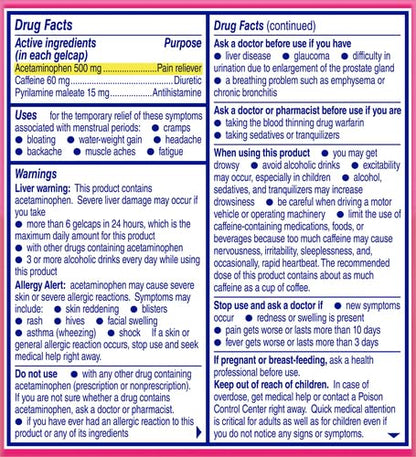 Midol Complete Gelcaps 24ct: Midol Complete Menstrual Pain Relief Gelcaps with Acetaminophen
