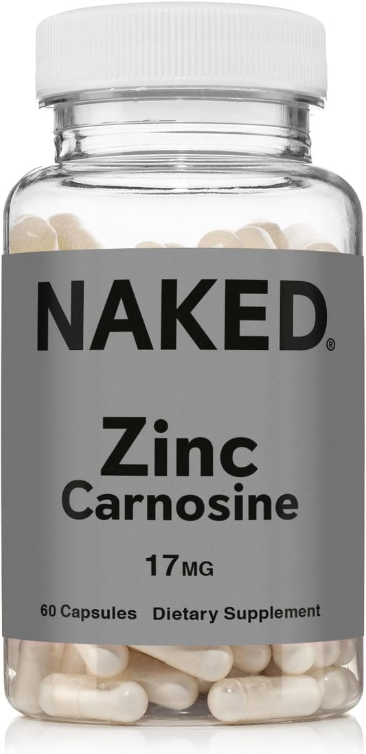 Naked Zinc Carnosine - Gut Lining, Immune Function and Stomach Support Supplement, Vegan, Gluten-Free, 17mg - 60 Capsules