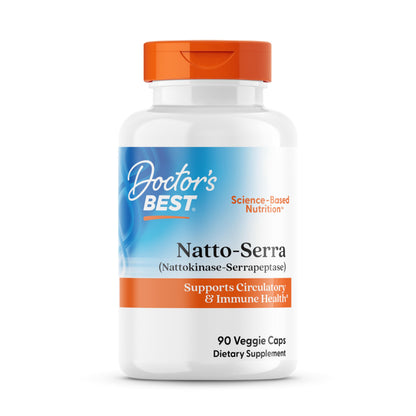 Doctor's Best Natto Serra for Men & Women - Nattokinase and Serrapeptase Enzyme Supplement, Caps for Circulatory & Immune Health Support, Optimal Digestive Absorption, Non GMO, Vegan - 90 Veg Capsules