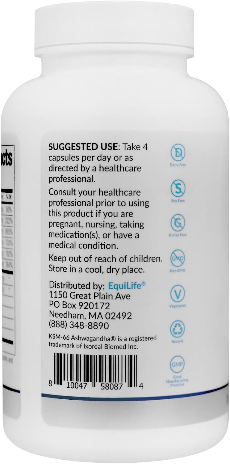 Equilife Daily Thyroid Support Supplement for Women and Men, 120 Capsules | Aids Healthy Thyroid Function | Assists T4 to T3 Conversion | Supports Healthy Stress Response | Antioxidants & Adaptogens