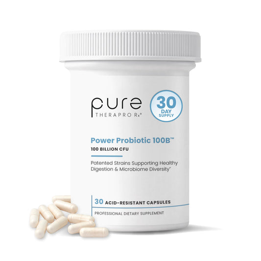 Pure Therapro Rx Power Probiotic 100B | 30 Acid Resistant Capsules - 1 Month Supply | 4 Proven Strains 100 Billion CFU | Flora Balance & Digestion | NO Refrigeration Required | Non-GMO | Zero Fillers