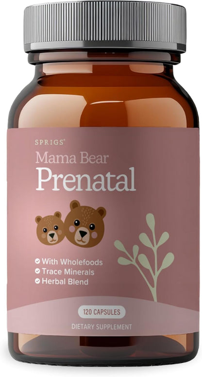 SPRIGS Prenatal Vitamins for Women with Folate Iron Vitamin B12 & A and Minerals | Prenatal Supplement for Conception Pregnancy Nursing | Easy Digest Capsules for Womens Health Support - 120 Count