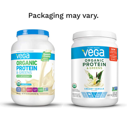 Vega Organic Protein and Greens Powder, Vanilla, 26 Servings, 2.2 Pounds, Packaging May