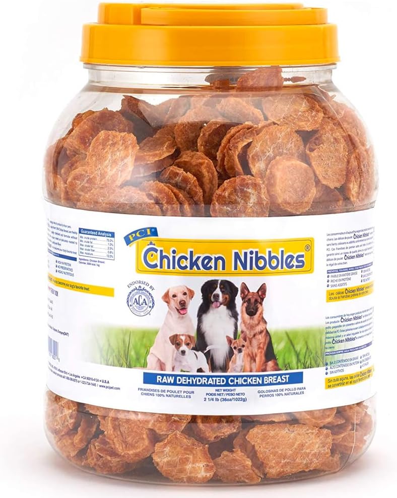Pet Center Inc. (PCI) Chicken Nibble Dog Treats, 2.25lb. – 100% Real Raw Dehydrated Chicken Breast Bites for Small, Medium & Large Dogs