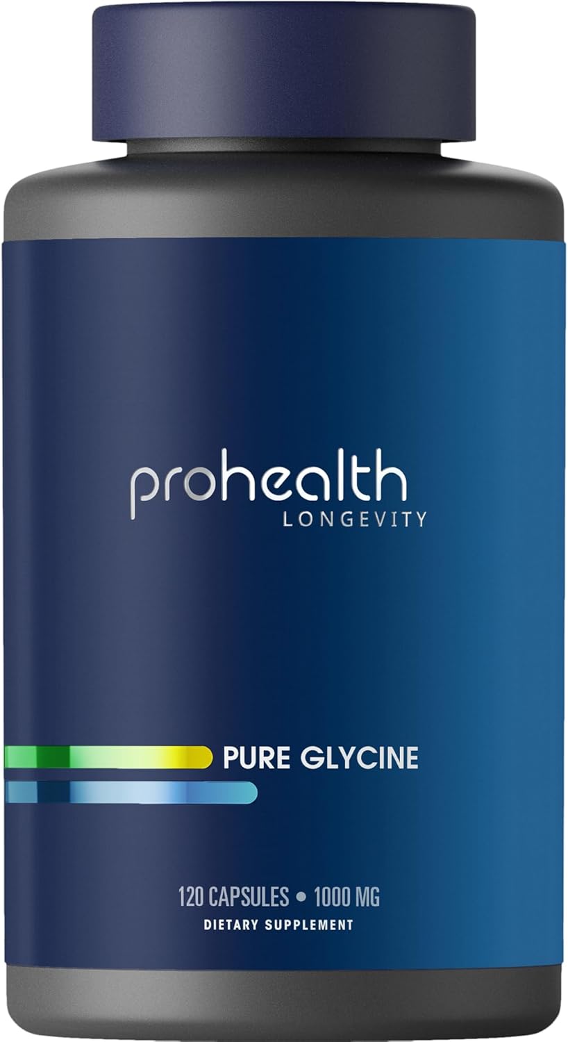 ProHealth Pure Glycine, 1000 mg Per Capsule | Promotes Restful Sleep & Morning Wakefulness, Supports Relaxation | Clinically Studied | Third-Party Tested | 120 Capsules