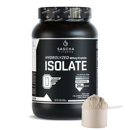 SASCHA FITNESS Hydrolyzed Whey Protein Isolate,100% Grass-Fed (2 Pounds, All)
