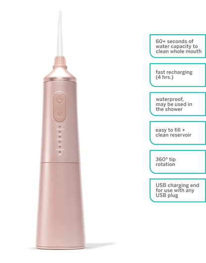 Supersmile Professional Zina Water Flosser, Silver, Rechargeable Cordless Water Flosser, 5 Cleaning Modes, Waterproof, Travel Friendly, Safe for Veneers & Braces